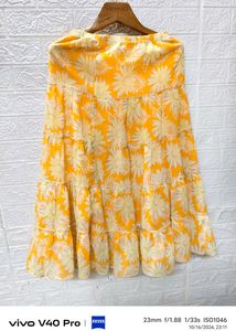 Radiant Yellow Floral Skirt - Small to Medium Size