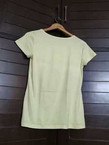 Olivia Lauren Women Yellow Printed Cotton Tshirt