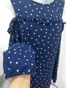 Polka Dot Cold Shoulder Top