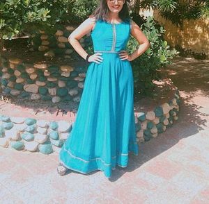 Turquoise sleeveless maxi dress