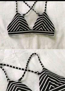 H&amp;m Black/white Stripped Bikini Bra Top
