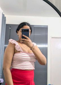 Striped Ruffle Crop Top