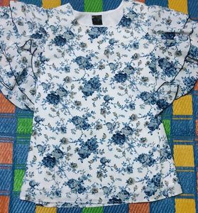 Floral Ruffle Sleeve Top