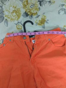 Orange Denim Shorts