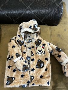 Cute Bear Print Baby Fur Jacket