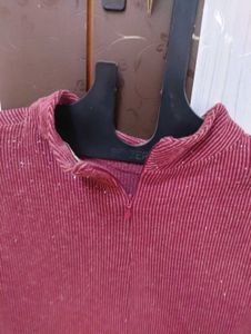 Ribbed Knit Top with Tie Sleeves