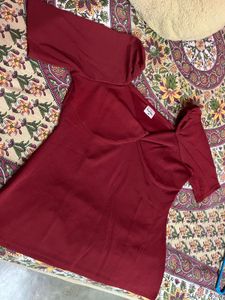 Wine 🍷 Colour Stretchable Top👚