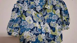 Floral Print Crop Shirt