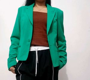Green Cropped Blazer