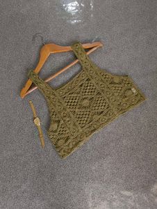 Olive Green Crochet Tank Top