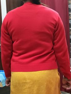 Red Button-Down Cardigan