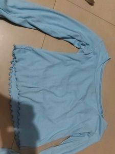 Cute Light Blue Long Sleeve Top