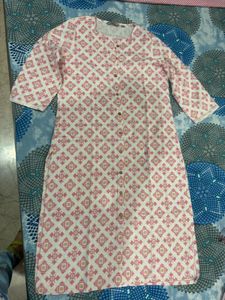 Branded Pink & White Printed Kurti