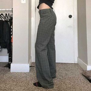 British Woman's Grey And White Plaid Trousers