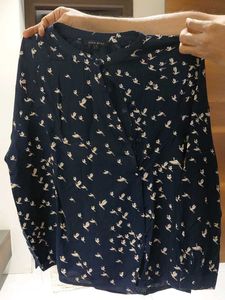 Bird Print Long Sleeve Top