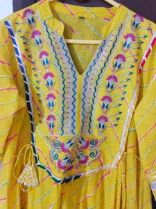Beautiful Yellow Lehriya Gown