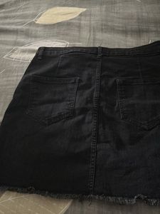 Black Denim Mini Skirt