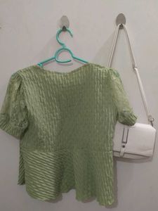 Green Textured Blouse