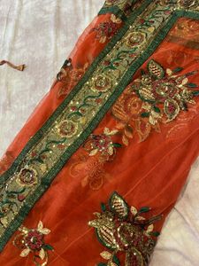 Heavy Net Embroidered Saree with Blouse &amp;Petticoat