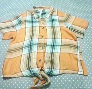 Plaid Tie-Front Crop Top