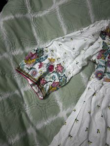 Floral White Wrap Dress