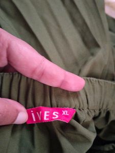 Olive green Pleated Skirt