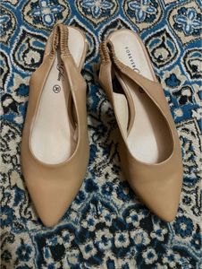 Nude Pointed-Toe Slingback Flats