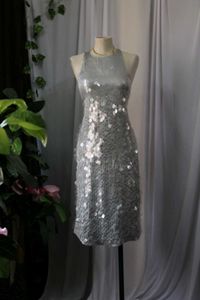 Mango Luxe Sparkling Silver Sequin Dress