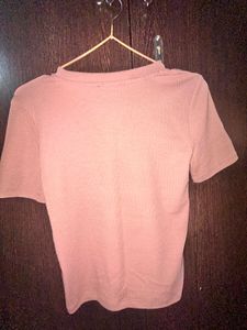 Zara Pink Ribbed T-Shirt
