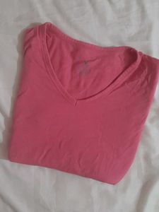 Pink V-Neck 3/4 Sleeve Top