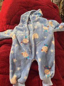 Cute Baby Blue Fleece Onesie
