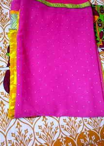 Pink & Yellow Saree with Embellishments