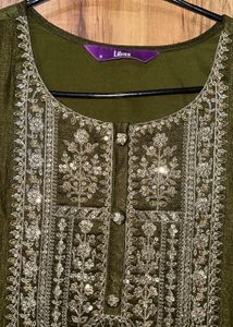 libas olive green kurta