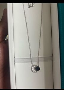 14 KT White Gold Clover Pendant Diamond Necklace