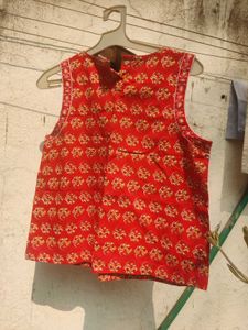 Red Floral Sleeveless Top