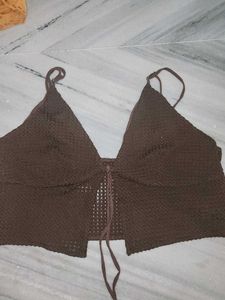 Brown Crochet Bralette Top