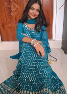 Blue~Green 3piece kurta set(Size~L)