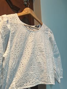 White Eyelet Puff Sleeve Top