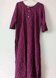Burgundy Print A-Line Kurti