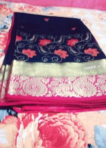 Handloom SilkElegant Navy Blue Saree