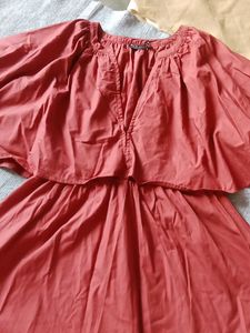 Red Dress with Cape Sleeves