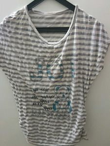 Striped Tee with Bear Graphic
