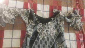Kurta With Shrug Beautiful Sleeves Black And White