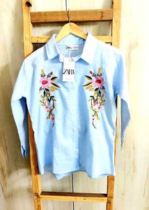 Sky Blue Cotton Shirt Size-36-38