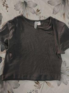 H&M Solid Ribbed Tshirt