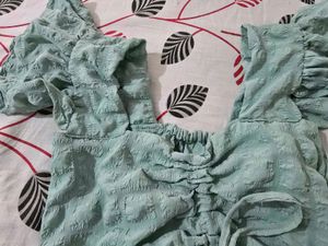 Mint Green Ruched Crop Top
