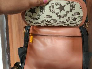Peach And Grey Satchel Bag (Women)