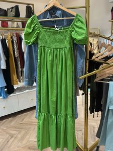 Green Puff Sleeve Maxi Dress