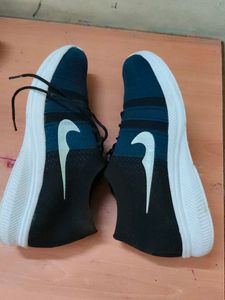 Blue and Black Running Shoes