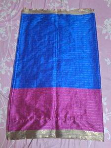 Soft Silk Cotton Light Weight Saree - Blue & Pink